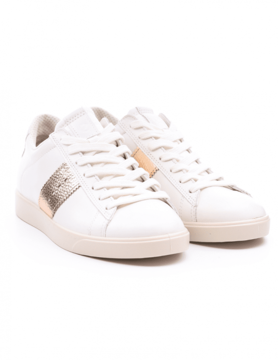 SNEAKERS DONNA ECCO 212803-60717 IN PELLE LISCIA BIANCA