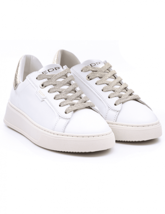 SNEAKERS UOMO ED PARRISH SKLD GA08 IN PELLE BIANCA E PLATINO