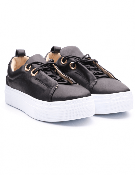 SNEAKERS DONNA WAVE BECKY NERO IN PELLE