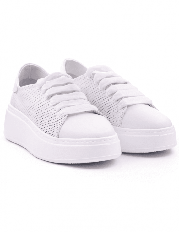 SNEAKERS DONNA WAVE GISELLE BIANCO IN PELLE