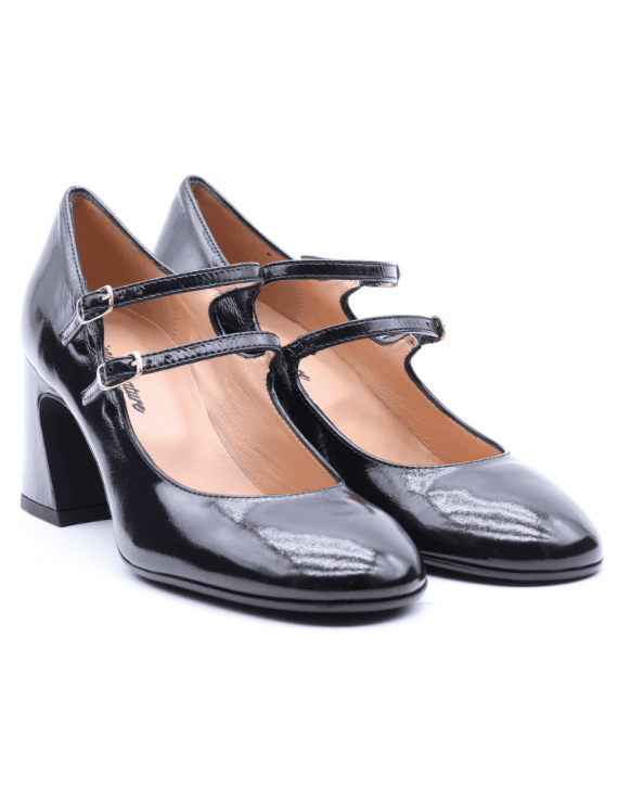 SCARPA CON TACCO DONNA GIANNICALZATURE B3010-M NERO IN PELLE VERNICIATA NAPLACK