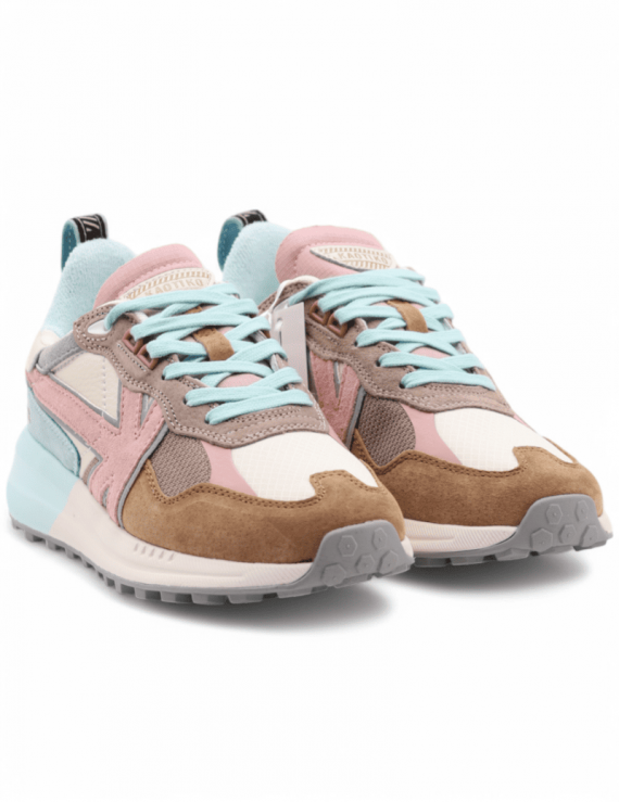 SNEAKERS DONNA KAOTIKO DETROIT TAN/ROSE IN CAMOSCIO E TESSUTO