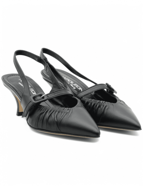 SCARPA CON TACCO DONNA NAPOLEONI 5559 NERO IN PELLE